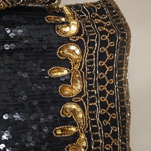 Stenay Sequin & Beaded Black and Gold Jacket Size Small - Picture 5 of 10